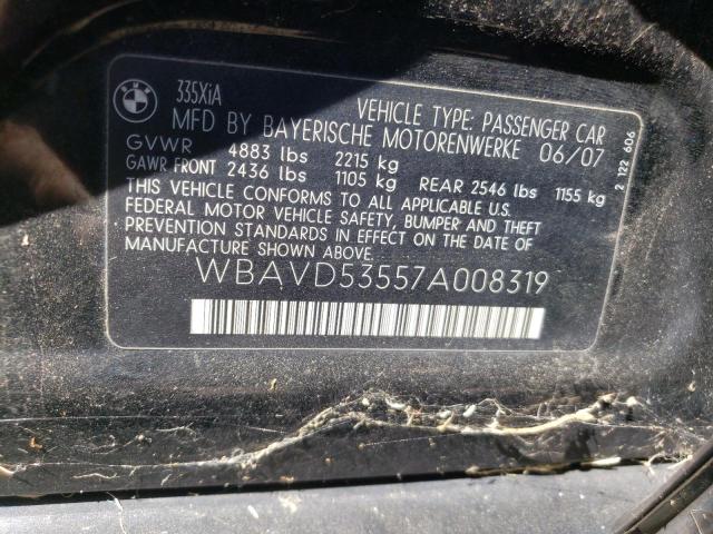 Photo 10 from auction – 2007 BMW 335 XI with VIN WBAVD53557A008319