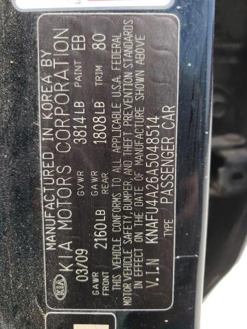 Photo 10 from auction – 2010 KIA FORTE with VIN KNAFU4A26A5048514