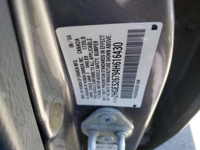 Photo 10 from auction – 2004 HONDA CIVIC EX with VIN 2HGES26794H616430