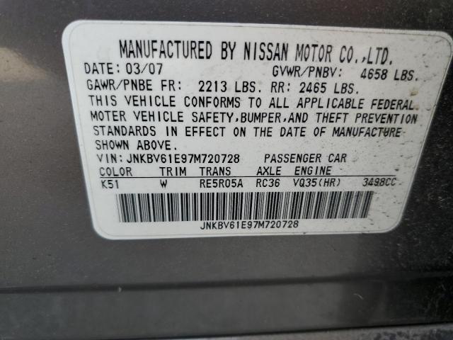 Photo 10 from auction – 2007 INFINITI G35 with VIN JNKBV61E97M720728