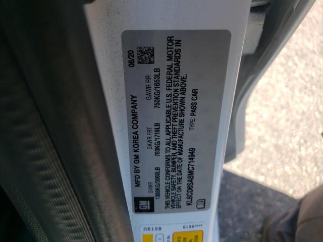 Photo 10 from auction – 2021 CHEVROLET SPARK 1LT with VIN KL8CD6SA8MC714949