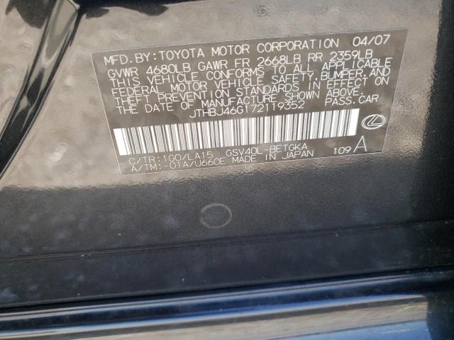 Photo 10 from auction – 2007 LEXUS ES 350 with VIN JTHBJ46G172119352