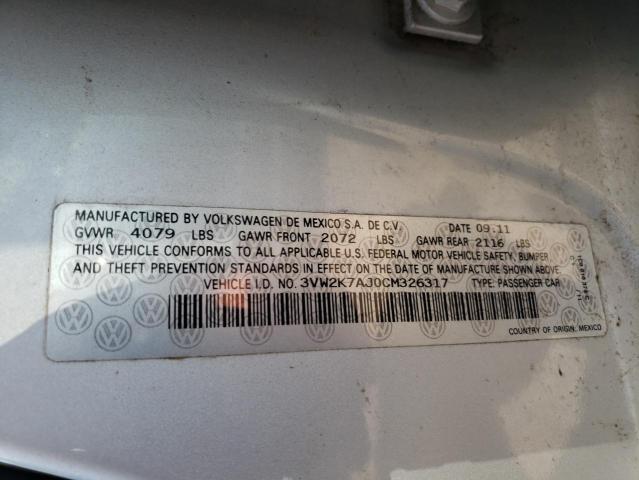 صورة رقم 10 من المزاد - 2012 VOLKSWAGEN JETTA BASE مع VIN 3VW2K7AJ0CM326317