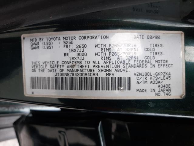 Photo 10 from auction – 1999 TOYOTA 4RUNNER LI with VIN JT3GN87R4X0094093