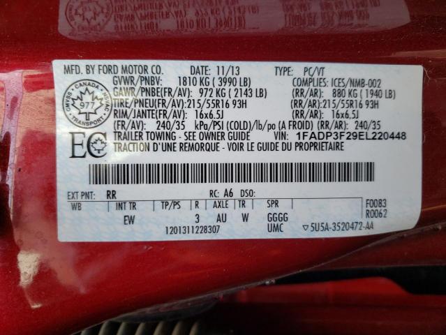 Photo 10 from auction – 2014 FORD FOCUS SE with VIN 1FADP3F29EL220448
