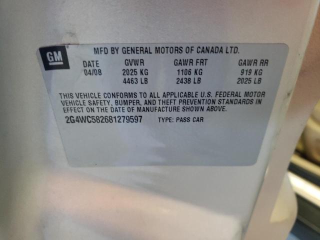 Photo 10 from auction – 2008 BUICK LACROSSE C with VIN 2G4WC582681279597