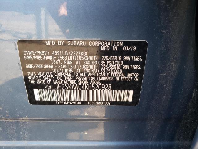 Photo 10 from auction – 2019 SUBARU FORESTER T with VIN JF2SKAWC4KH520928
