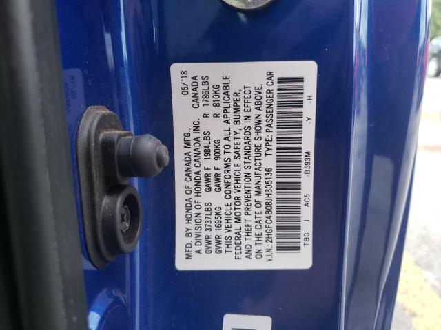 Photo 10 from auction – 2018 HONDA CIVIC LX with VIN 2HGFC4B08JH305136