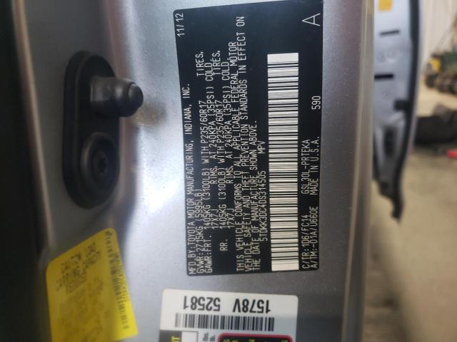 Photo 10 from auction – 2013 TOYOTA SIENNA LE with VIN 5TDKK3DC4DS314505
