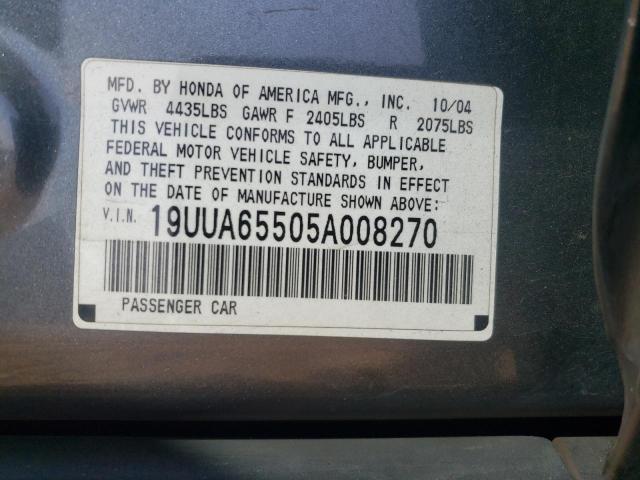 Photo 10 from auction – 2005 ACURA TL with VIN 19UUA65505A008270