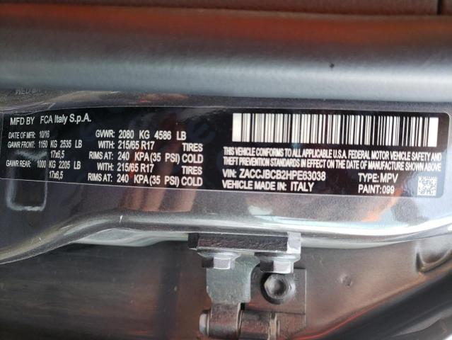 Photo 10 from auction – 2017 JEEP RENEGADE T with VIN ZACCJBCB2HPE63038