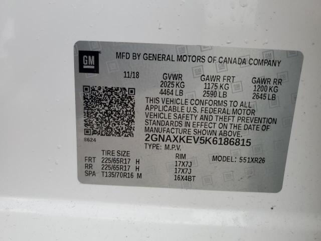 Photo 10 from auction – 2019 CHEVROLET EQUINOX LT with VIN 2GNAXKEV5K6186815