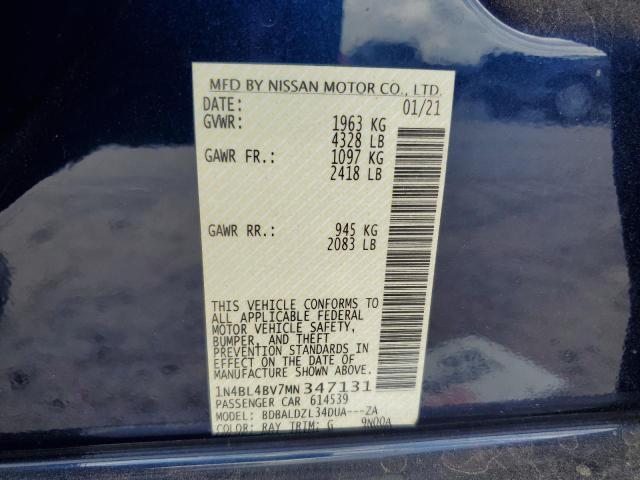 Photo 10 from auction – 2021 NISSAN ALTIMA S with VIN 1N4BL4BV7MN347131