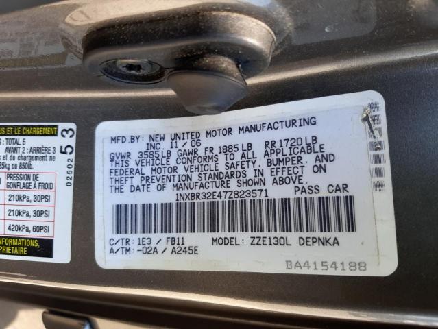 Photo 10 from auction – 2007 TOYOTA COROLLA SE with VIN 1NXBR32E47Z823571