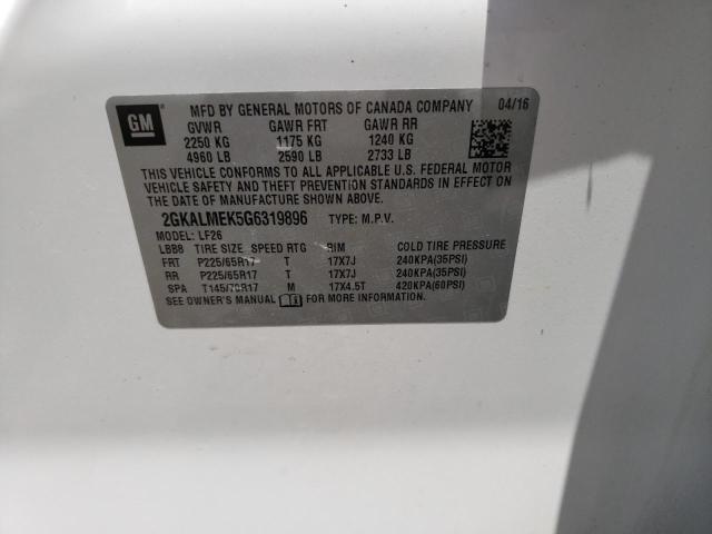 Photo 10 from auction – 2016 GMC TERRAIN SL with VIN 2GKALMEK5G6319896