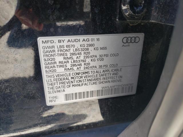 Photo 10 from auction – 2017 AUDI Q7 PREMIUM with VIN WA1LAAF72HD006787