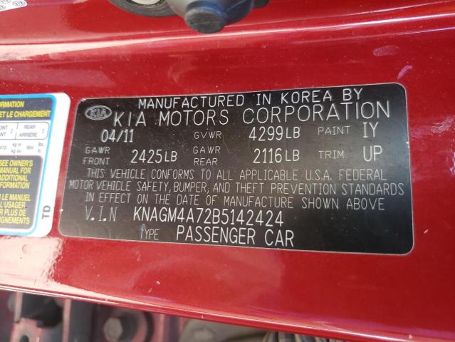 Photo 10 from auction – 2011 KIA OPTIMA LX with VIN KNAGM4A72B5142424