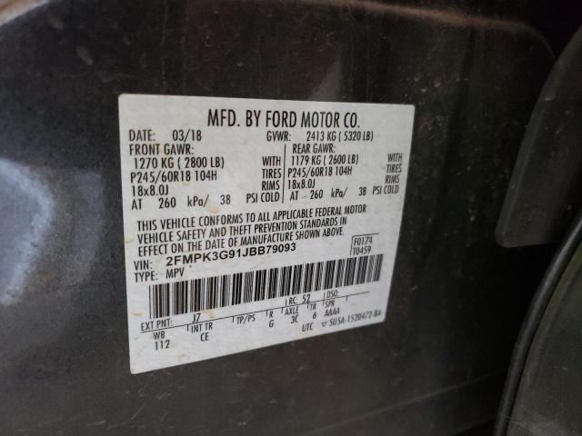 Photo 10 from auction – 2018 FORD EDGE SE with VIN 2FMPK3G91JBB79093