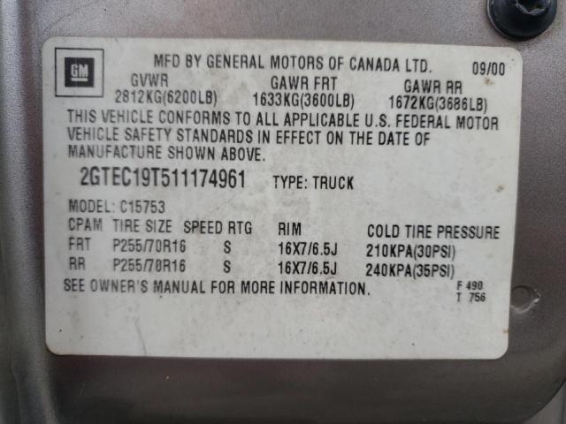 Photo 10 from auction – 2001 GMC NEW SIERRA with VIN 2GTEC19T511174961