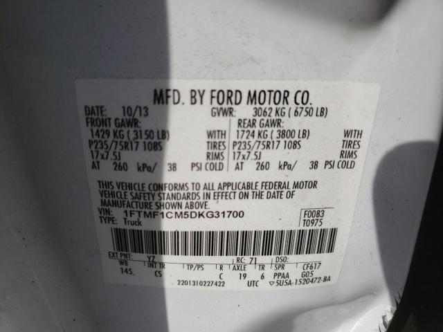 Photo 10 from auction – 2013 FORD F150 with VIN 1FTMF1CM5DKG31700