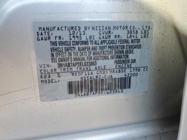 Photo 10 from auction – 2014 NISSAN SENTRA S with VIN 3N1AB7AP2EL623863