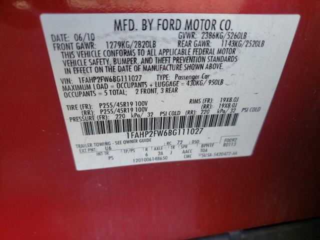 Photo 10 from auction – 2011 FORD TAURUS LIM with VIN 1FAHP2FW6BG111027