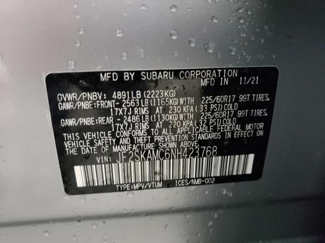 Photo 10 from auction – 2022 SUBARU FORESTER W with VIN JF2SKAMC6NH423768