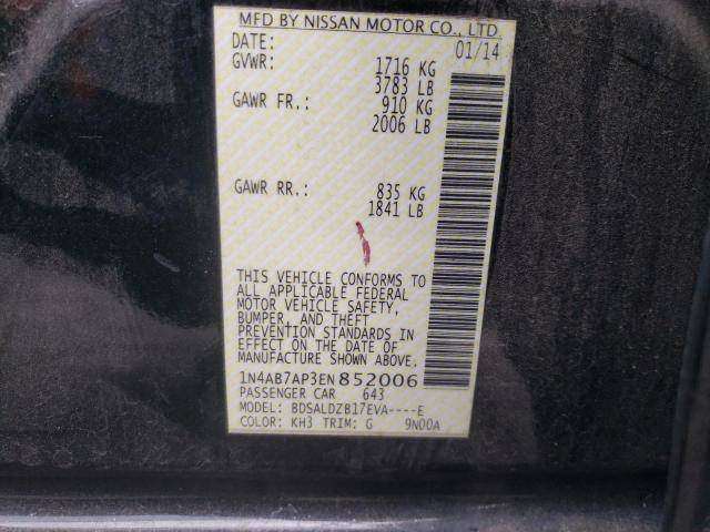 Photo 10 from auction – 2014 NISSAN SENTRA S with VIN 1N4AB7AP3EN852006