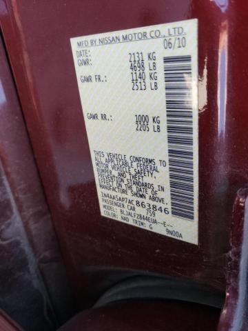 Photo 10 from auction – 2010 NISSAN MAXIMA S with VIN 1N4AA5AP7AC863846