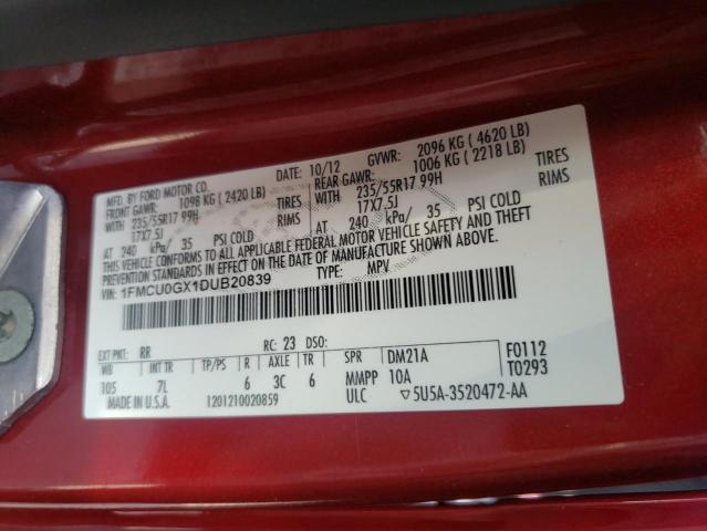 Photo 10 from auction – 2013 FORD ESCAPE SE with VIN 1FMCU0GX1DUB20839