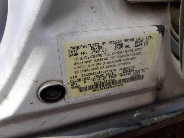 Photo 10 from auction – 2002 NISSAN SENTRA XE with VIN 3N1CB51D82L684696