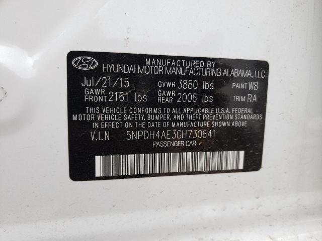 Photo 10 from auction – 2016 HYUNDAI ELANTRA SE with VIN 5NPDH4AE3GH730641