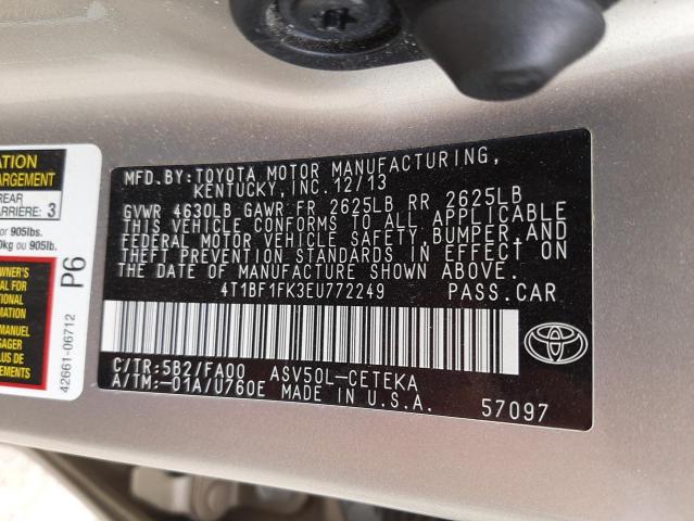 Photo 10 from auction – 2014 TOYOTA CAMRY L with VIN 4T1BF1FK3EU772249