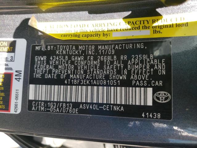 Photo 10 from auction – 2010 TOYOTA CAMRY BASE with VIN 4T1BF3EK1AU081051