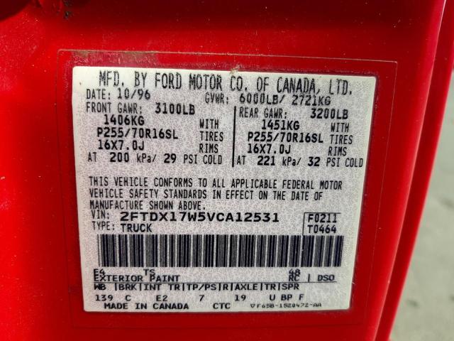 Photo 10 from auction – 1997 FORD F150 with VIN 2FTDX17W5VCA12531