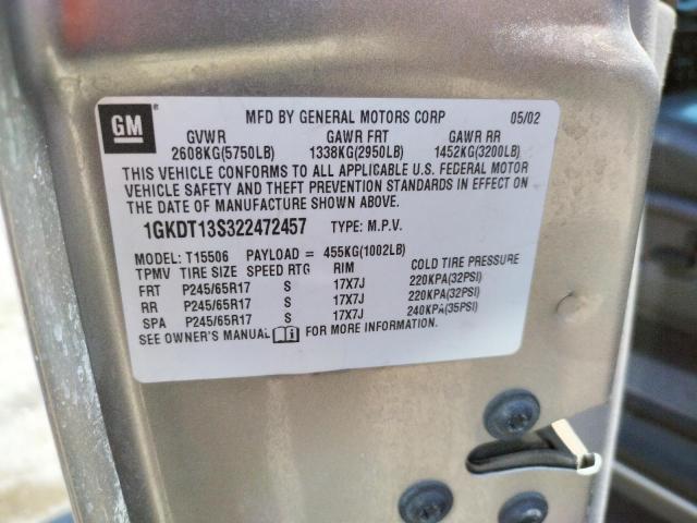Photo 10 from auction – 2002 GMC ENVOY with VIN 1GKDT13S322472457