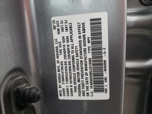 Photo 10 from auction – 2020 HONDA CR-V EXL with VIN 7FARW2H85LE019360