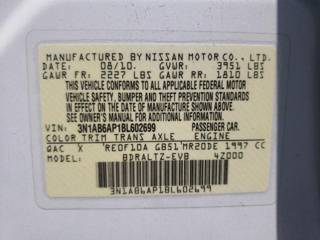 Photo 10 from auction – 2011 NISSAN SENTRA with VIN 3N1AB6AP1BL602699