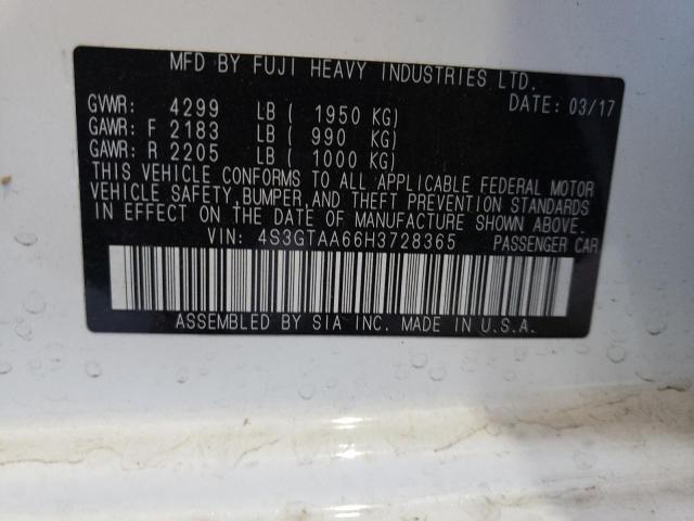 Photo 10 from auction – 2017 SUBARU IMPREZA with VIN 4S3GTAA66H3728365