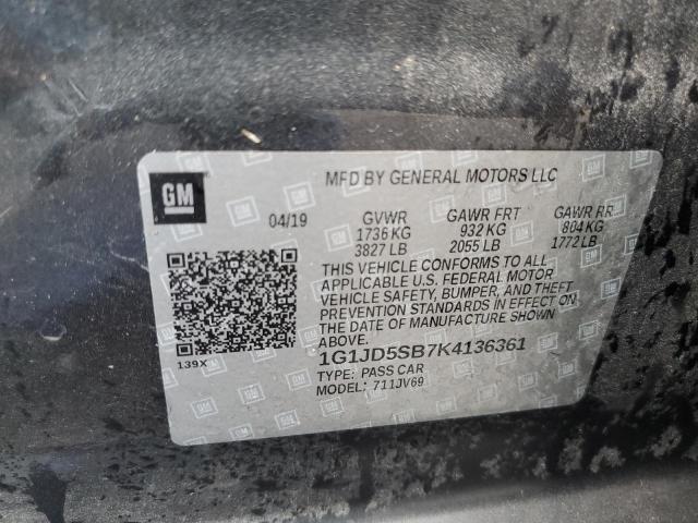 Photo 10 from auction – 2019 CHEVROLET SONIC LT with VIN 1G1JD5SB7K4136361