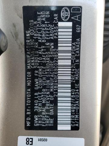 Photo 10 from auction – 2009 TOYOTA COROLLA BA with VIN 2T1BU40E69C023852