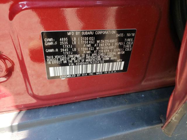 Photo 10 from auction – 2019 SUBARU OUTBACK 2. with VIN 4S4BSAHC7K3254132
