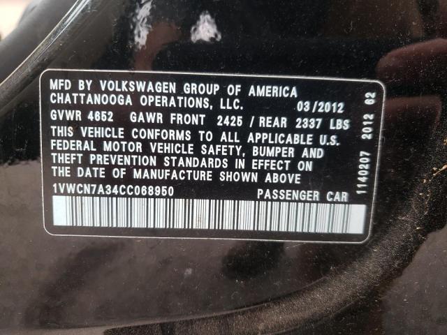 Photo 10 from auction – 2012 VOLKSWAGEN PASSAT SEL with VIN 1VWCN7A34CC068950