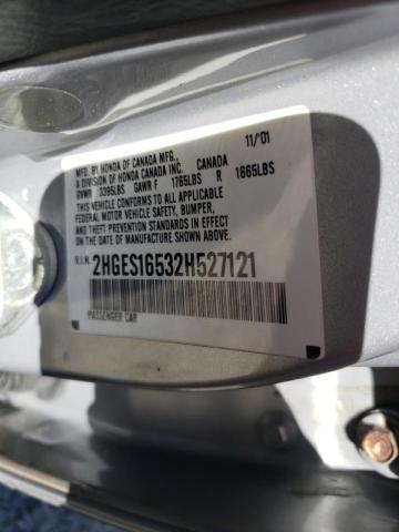 Photo 10 from auction – 2002 HONDA CIVIC LX with VIN 2HGES16532H527121