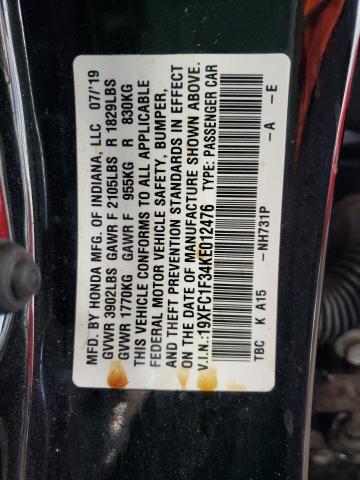 Photo 10 from auction – 2019 HONDA CIVIC EX with VIN 19XFC1F34KE012476