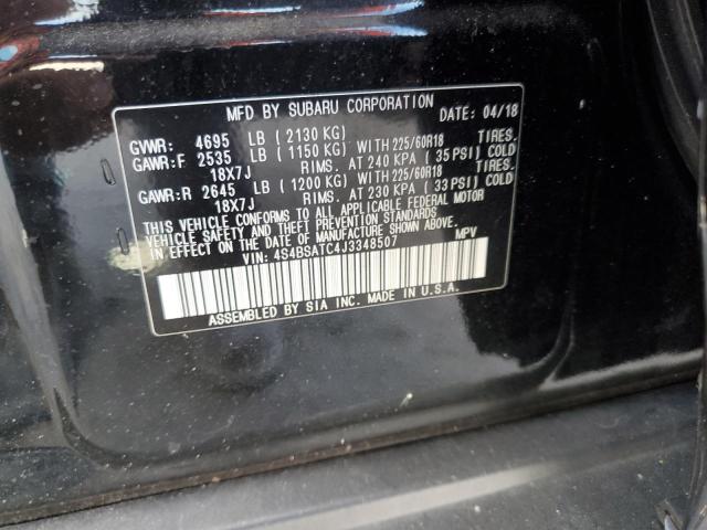 Photo 10 from auction – 2018 SUBARU OUTBACK TO with VIN 4S4BSATC4J3348507