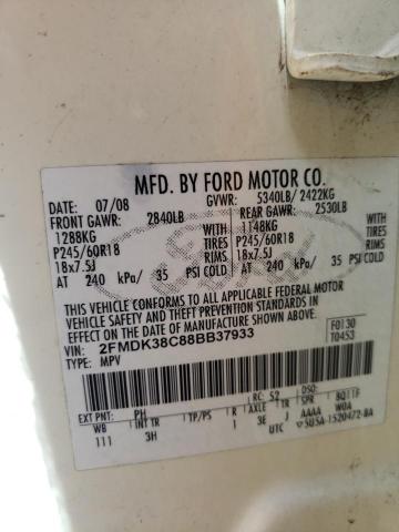 Photo 10 from auction – 2008 FORD EDGE SEL with VIN 2FMDK38C88BB37933