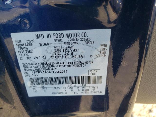Photo 10 from auction – 2007 FORD F150 with VIN 1FTPX145X7FA82073