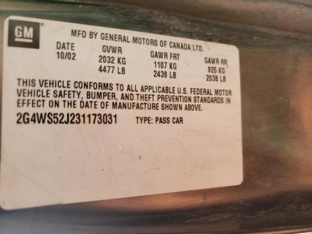 Photo 10 from auction – 2003 BUICK CENTURY with VIN 2G4WS52J231173031