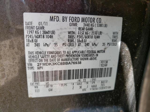 Photo 10 from auction – 2011 FORD EDGE LIMIT with VIN 2FMDK3KC8BBA76938
